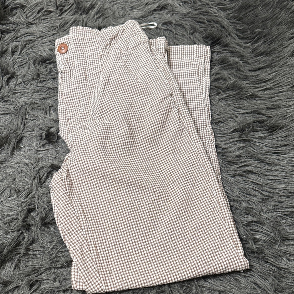 Free People Tan Checkered Chinos